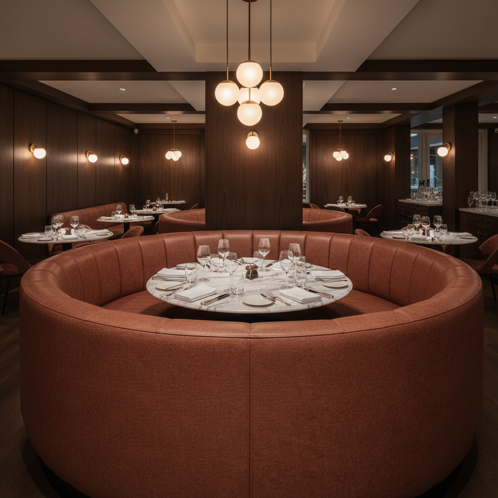 Smooth Pebble Grain Rustic Sienna Upholstered Banquette | Architectural Fabrics