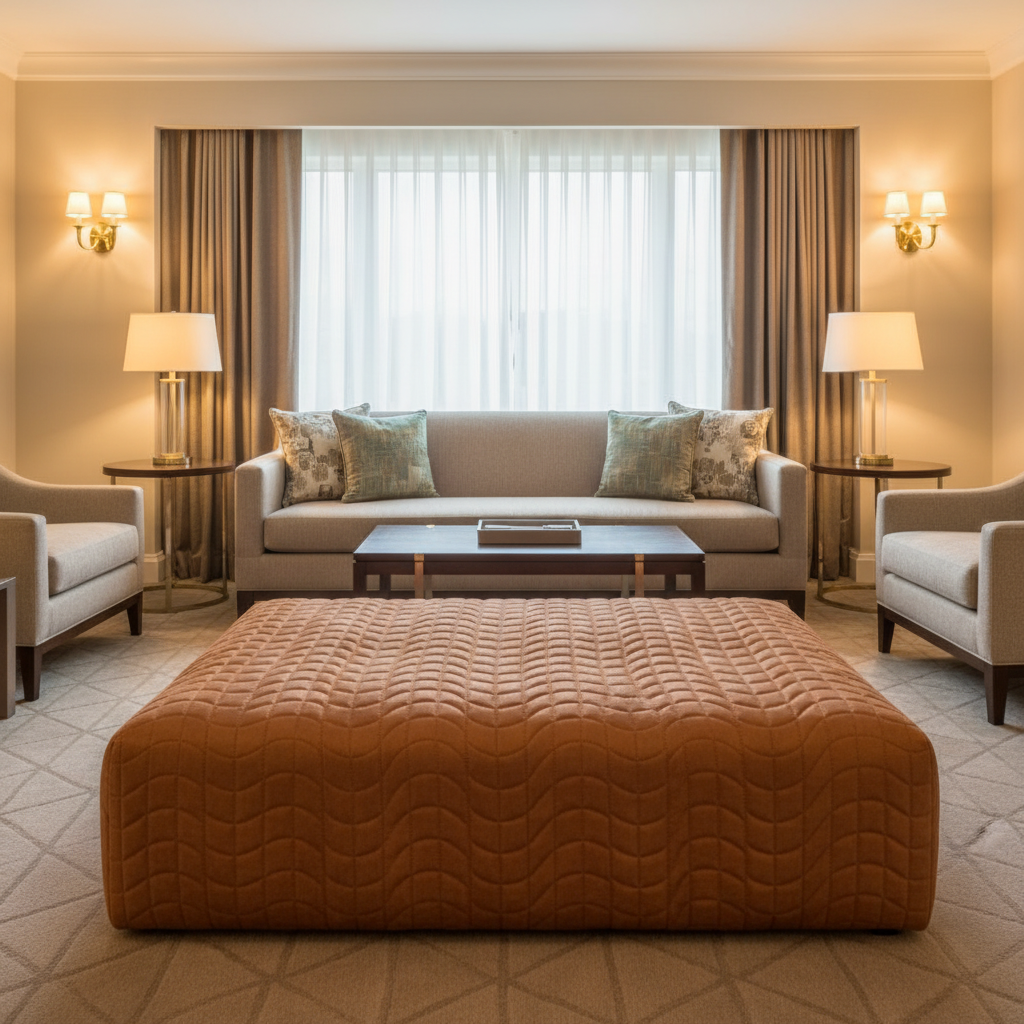 Waterfall Bay - Persimmon Upholstered Ottoman | Architectural Fabrics