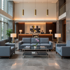Smooth Pebble Grain Dusty Denim Upholstered Sofa | Architectural Fabrics