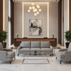 Fine Pebble Texture Cool Gray Upholstered Sofa | Architectural Fabrics
