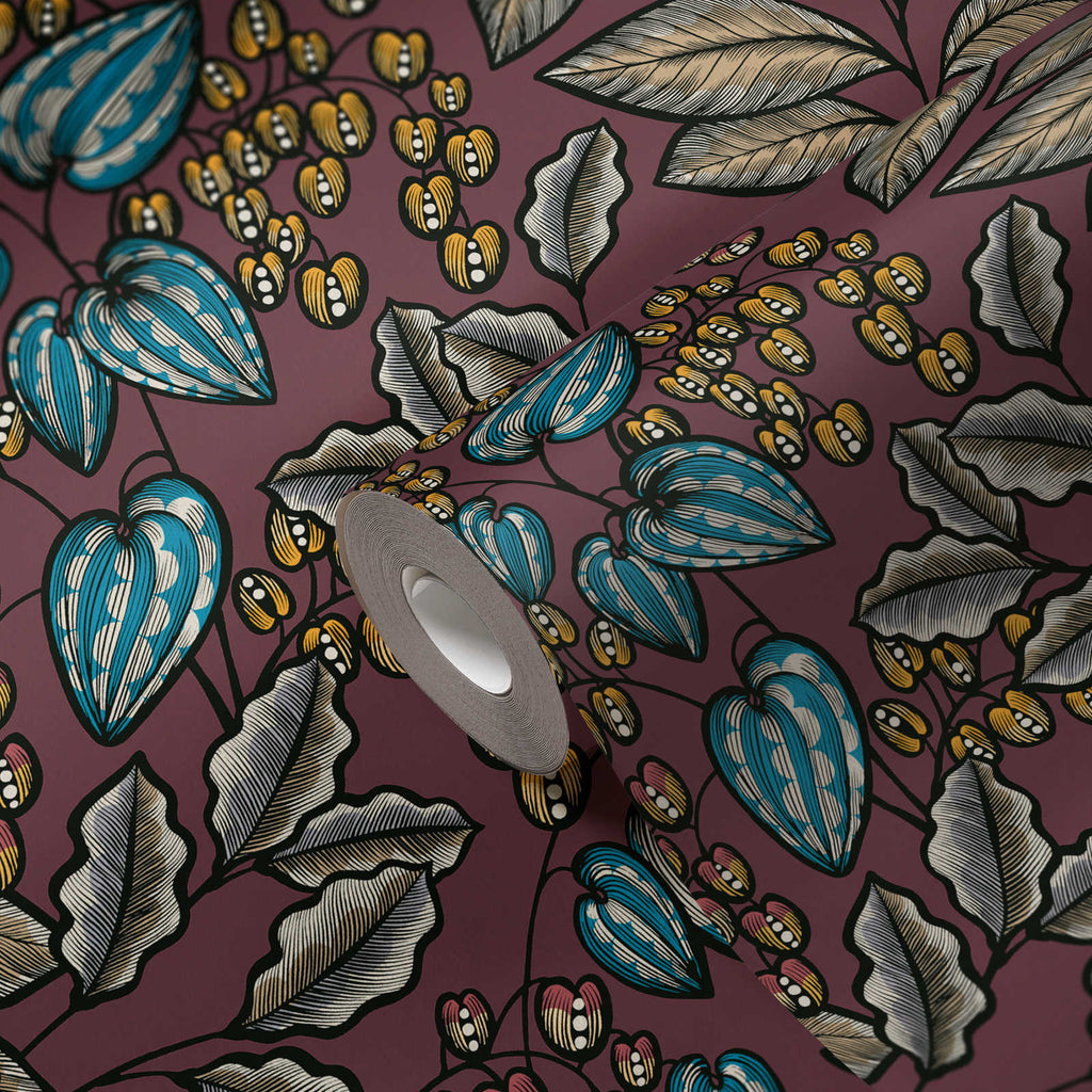 Floral Impression Burgundy Wallcovering | AS Creation