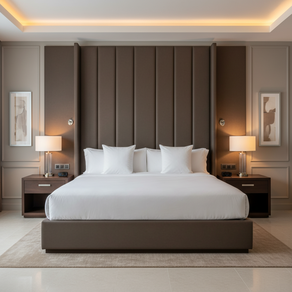 Fine Pebble Grain Dark Chocolate Upholstered Headboard | Architectural Fabrics