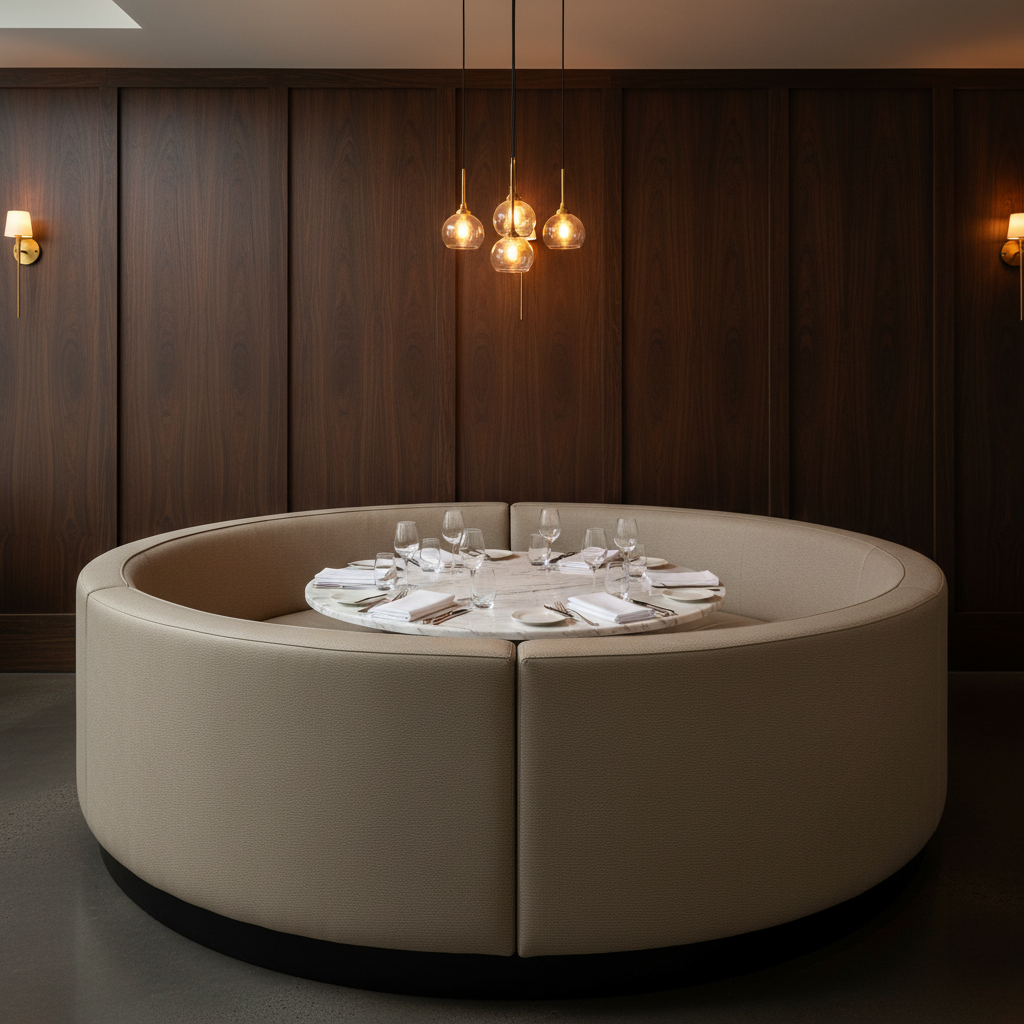 Fine Pebble Grain Mushroom Taupe Upholstered Banquette | Architectural Fabrics