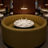 Channel Chevron Stitch Olive Bronze Upholstered Banquette | Architectural Fabrics