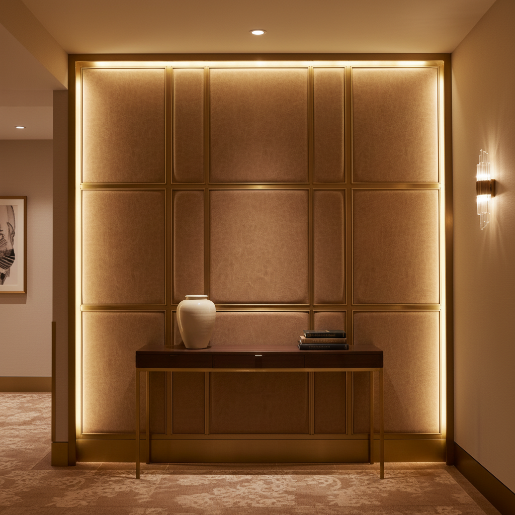 Alamo - Tawny Performance Vinyl Upholstered Wall Panel | Architectural Fabrics