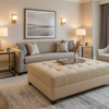 Aire Pebbled - Limestone Breathable Polyurethane Upholstered Ottoman | Architectural Fabrics