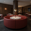 Fine Woven Texture Garnet Red Upholstered Banquette | Architectural Fabrics
