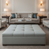 Fine Pebble Texture Soft Gray Upholstered Ottoman | Architectural Fabrics