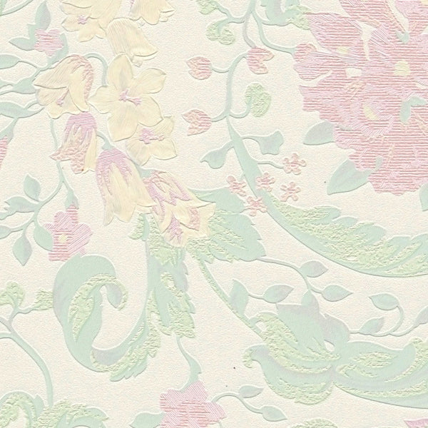 Versace Floral Pastel Multicoloured, Metallic Wallcovering | Versace