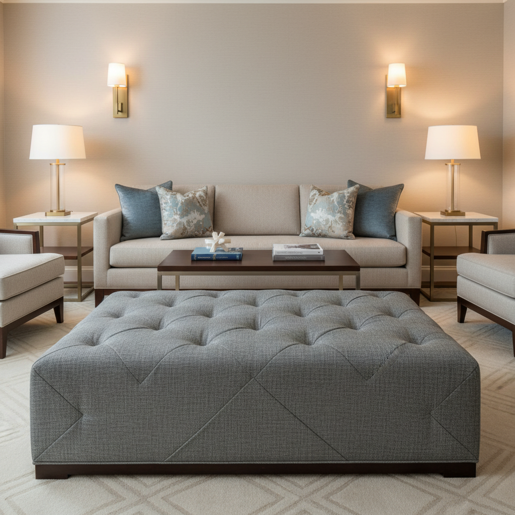 Marigot - Azure Upholstered Ottoman | Architectural Fabrics