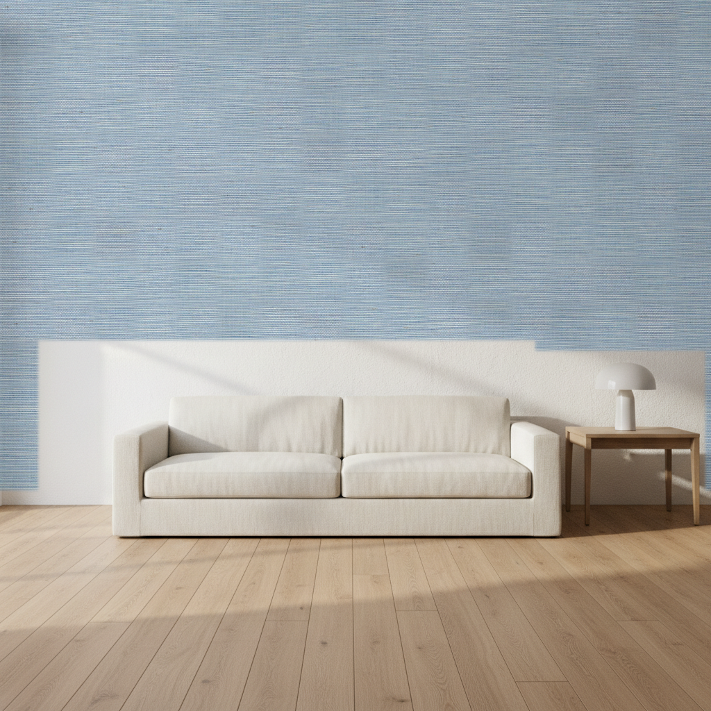 Nantucket Grasscloth Denim Wallcovering | Phillipe Romano room setting