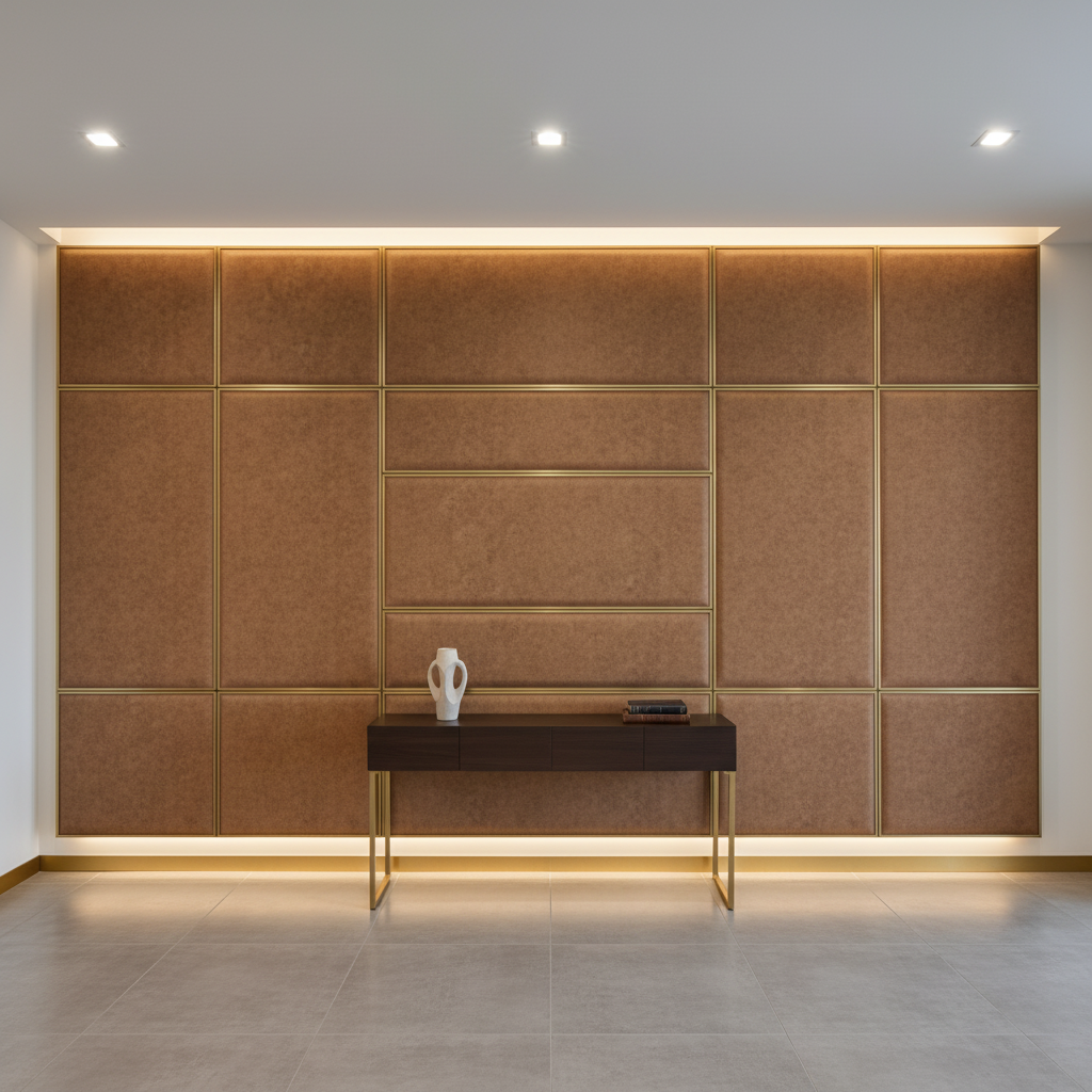 Aragon - Cocoa Bean Performance Vinyl Upholstered Wall Panel | Architectural Fabrics
