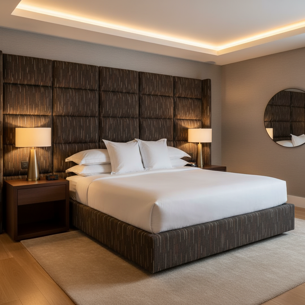 Stitchwork Bay - Chocolate Upholstered Headboard | Architectural Fabrics