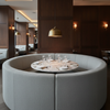 Fine Pebble Grain Soft Gray Upholstered Banquette | Architectural Fabrics