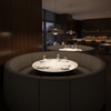 Fine Linen Weave Dark Graphite Upholstered Banquette | Architectural Fabrics