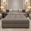 Subtle Textured Solid Muted Taupe Upholstered Ottoman | Architectural Fabrics