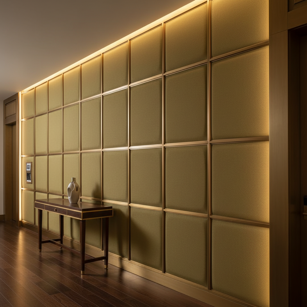 Nassau Gold - Lily Upholstered Wall Panel | Architectural Fabrics