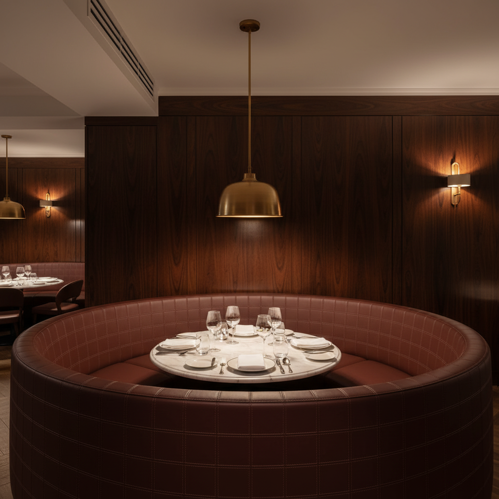 Puerto Plata - Oxblood Upholstered Banquette | Architectural Fabrics