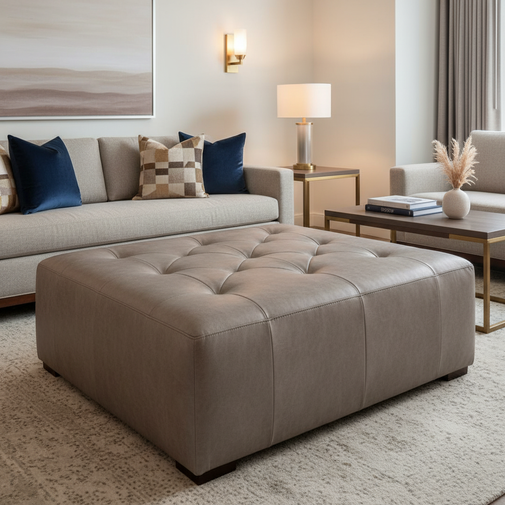 Runaway Bay - Fudge Upholstered Ottoman | Architectural Fabrics