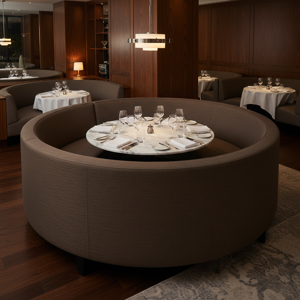 Subtle Linen Weave Dark Chocolate Upholstered Banquette | Architectural Fabrics