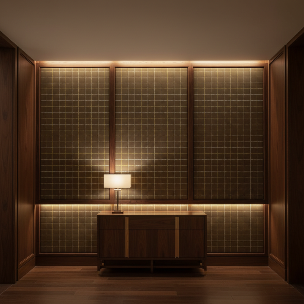 West End - Truffle Upholstered Wall Panel | Architectural Fabrics
