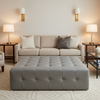 Smooth Pebble Grain Cool Gray Upholstered Ottoman | Architectural Fabrics