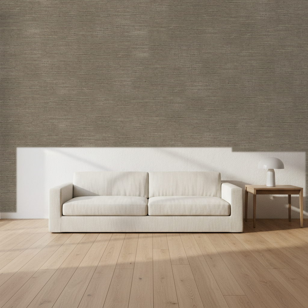 Nantucket Grasscloth Ash Brown Wallcovering | Phillipe Romano room setting