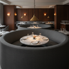 Fine Pebble Grain Deep Charcoal Upholstered Banquette | Architectural Fabrics