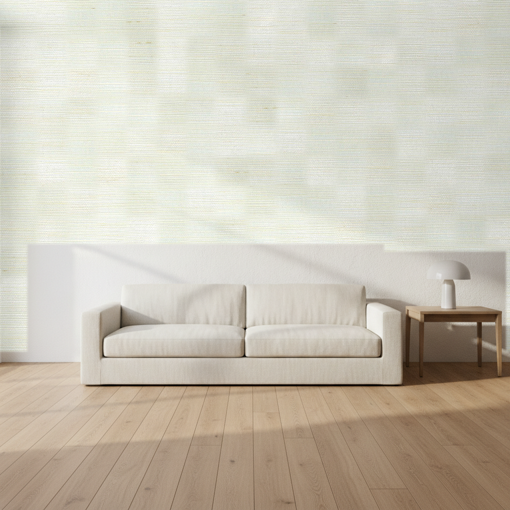 Nantucket Grasscloth Silver Neutral Wallcovering | Phillipe Romano room setting