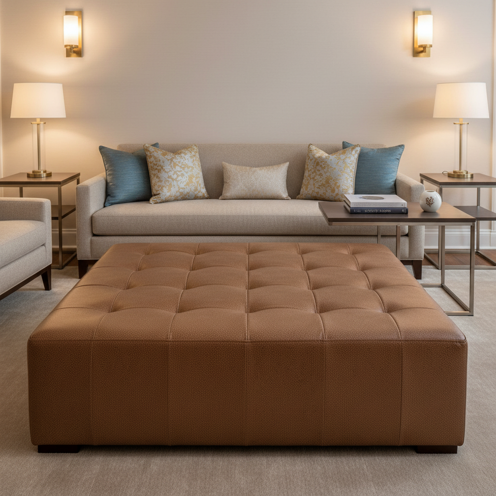 Turquoise Bay - Sunset Upholstered Ottoman | Architectural Fabrics