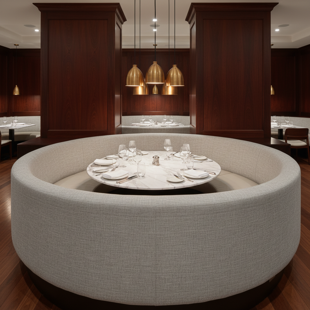 Tweed Bay - Fog Upholstered Banquette | Architectural Fabrics