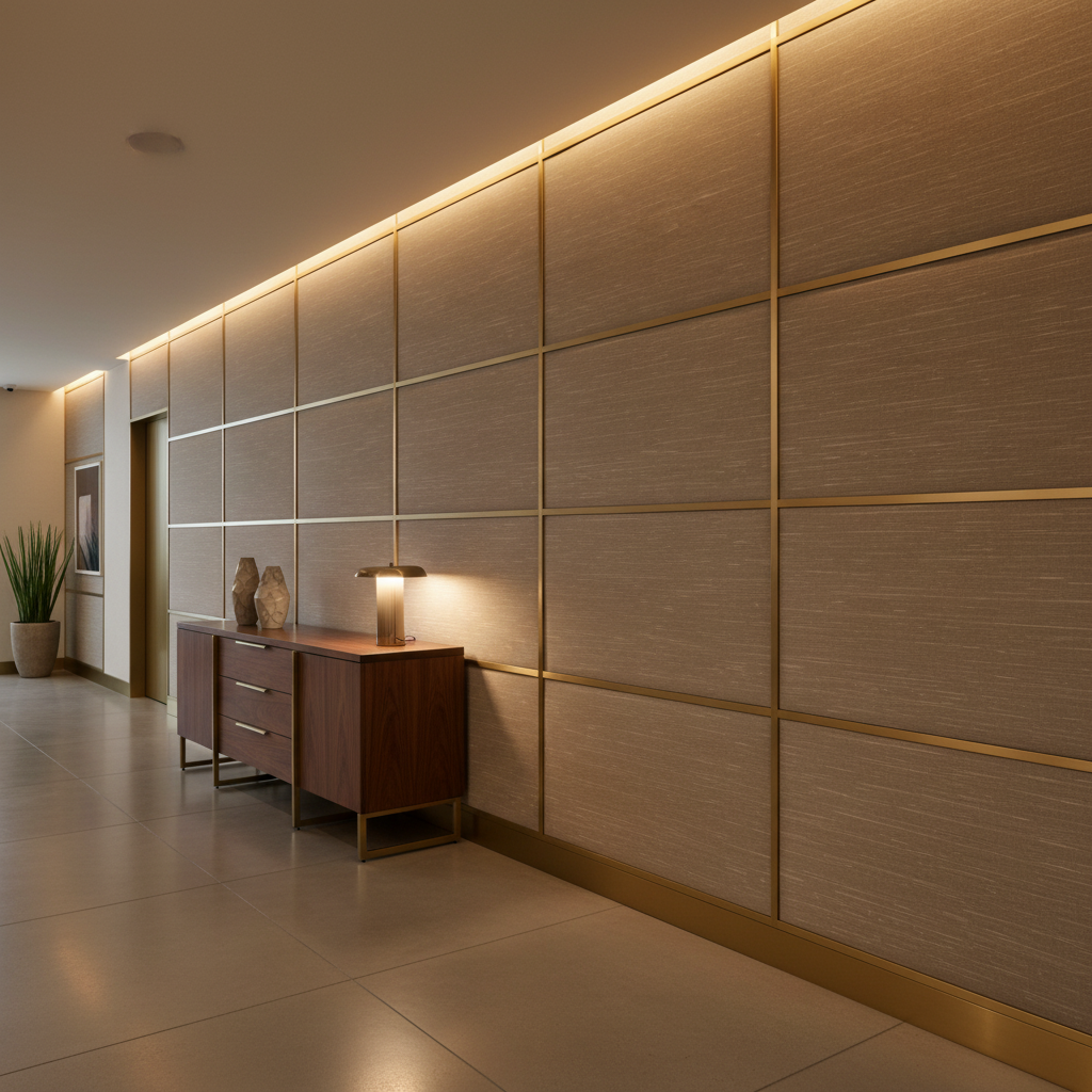 Tradewind Trace - Latte Upholstered Wall Panel | Architectural Fabrics