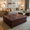 Embossed Crocodile Skin Deep Burgundy Upholstered Ottoman | Architectural Fabrics