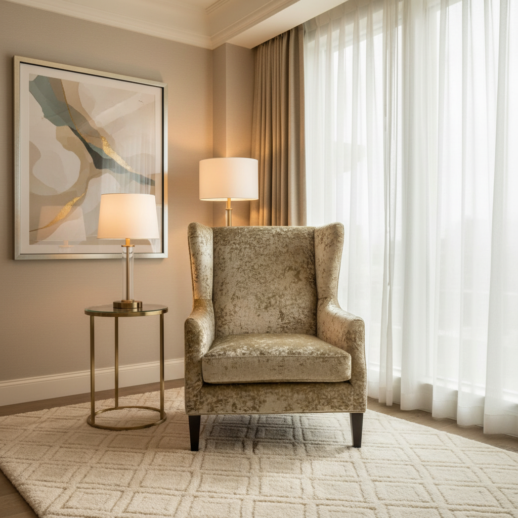 Crushed Velvet Texture Olive Bronze Upholstered Chair | Architectural Fabrics