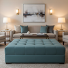 Smooth Matte Texture Dusty Teal Upholstered Ottoman | Architectural Fabrics