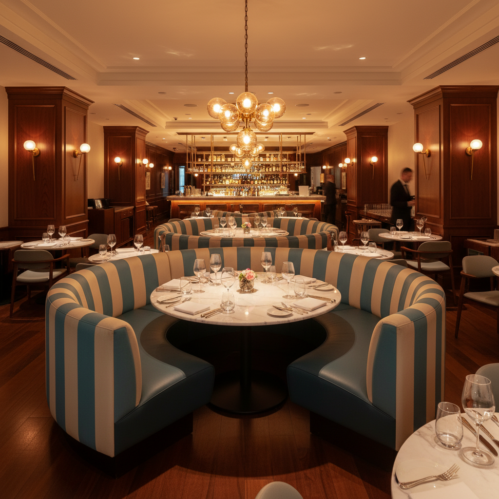 Exmore Rain Transitional aqua & ivory Upholstered Banquette | Architectural Fabrics