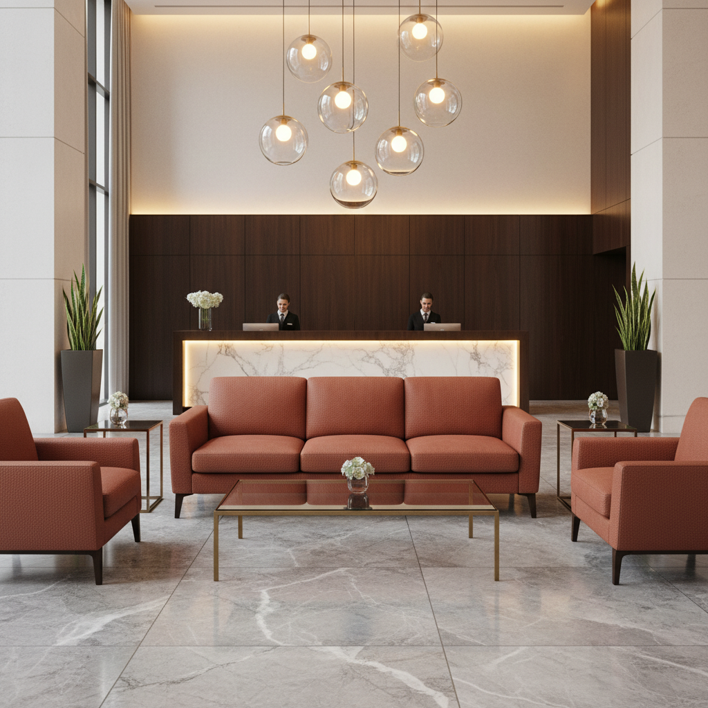 Algiers - Russet Leather Performance Vinyl Upholstered Sofa | Architectural Fabrics