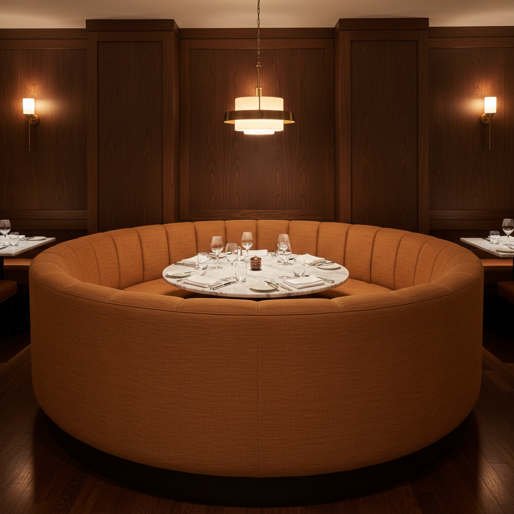 Linen Island - Persimmon Upholstered Banquette | Architectural Fabrics
