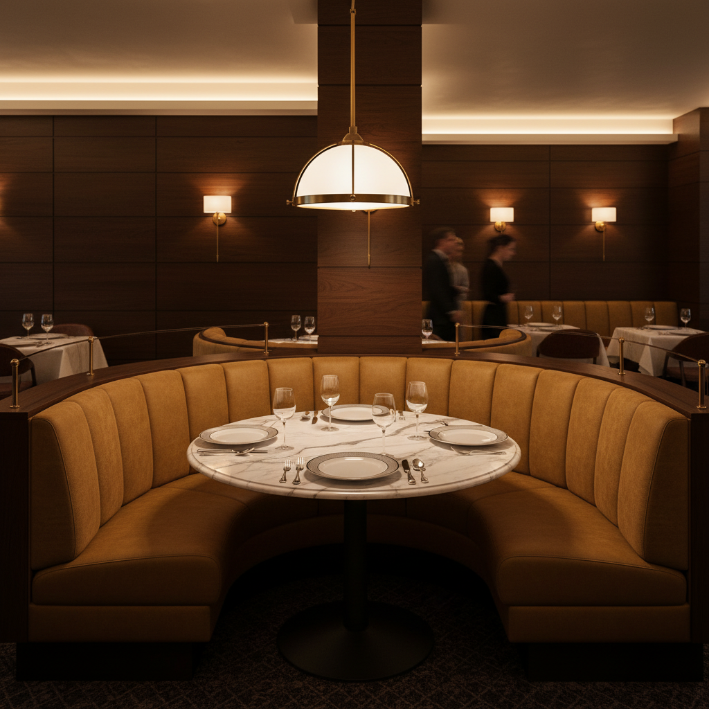 Aarden - Golden Umber Silicone Hybrid Upholstered Banquette | Architectural Fabrics