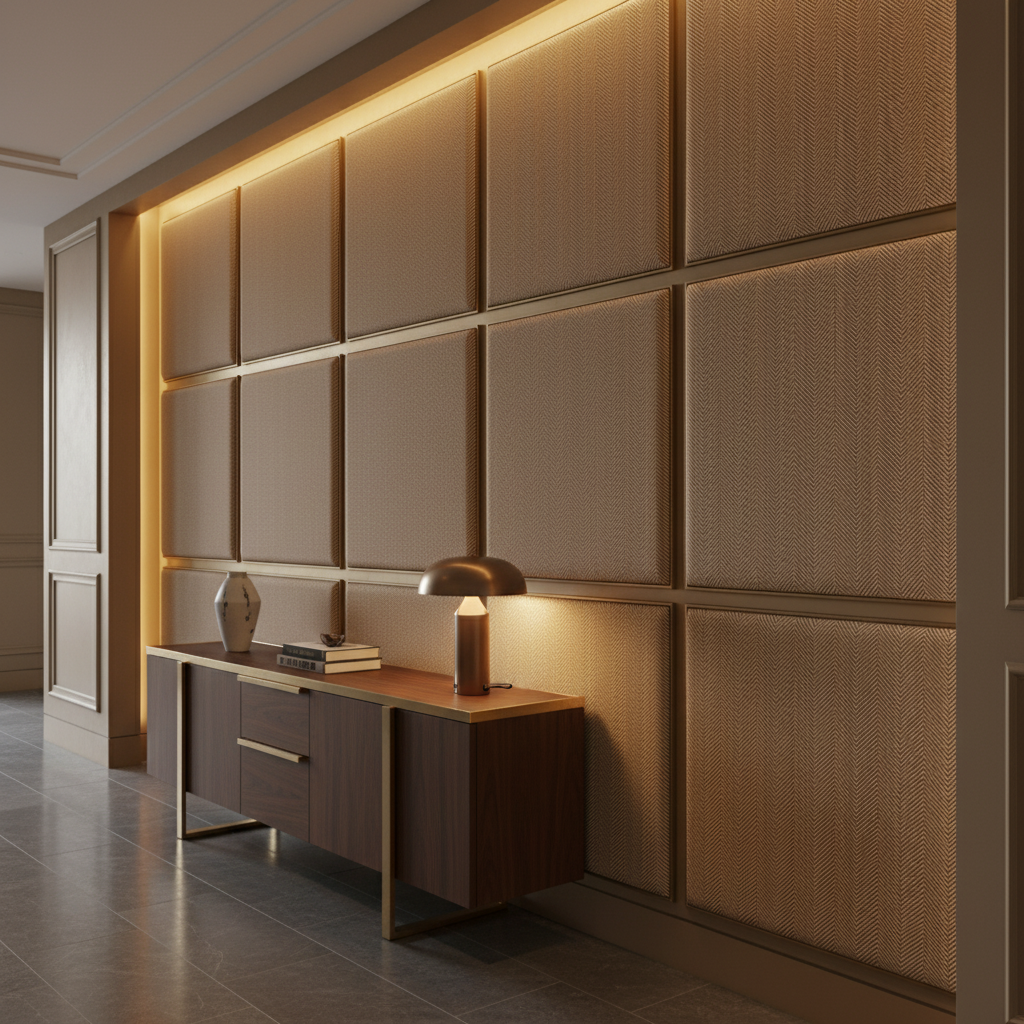 Acoustic - Bronze Chevron Performance Vinyl Upholstered Wall Panel | Architectural Fabrics