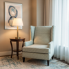 Woven Geometric Texture Aqua Mist Upholstered Chair | Architectural Fabrics