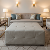Subtle Textured Grain Soft Stone Upholstered Ottoman | Architectural Fabrics