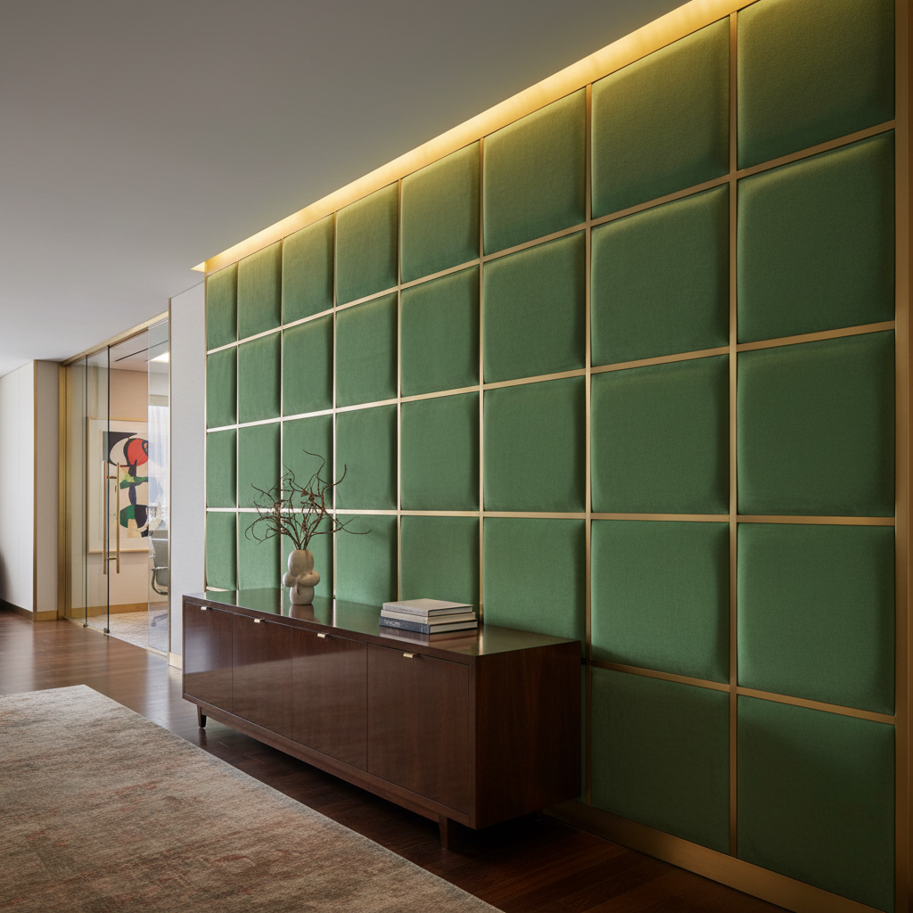 Ultrasuede  Fern  Green Upholstered Wall Panel | Ultrasuede Upholstery