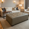 Smooth Pebble Grain Muted Taupe Upholstered Ottoman | Architectural Fabrics