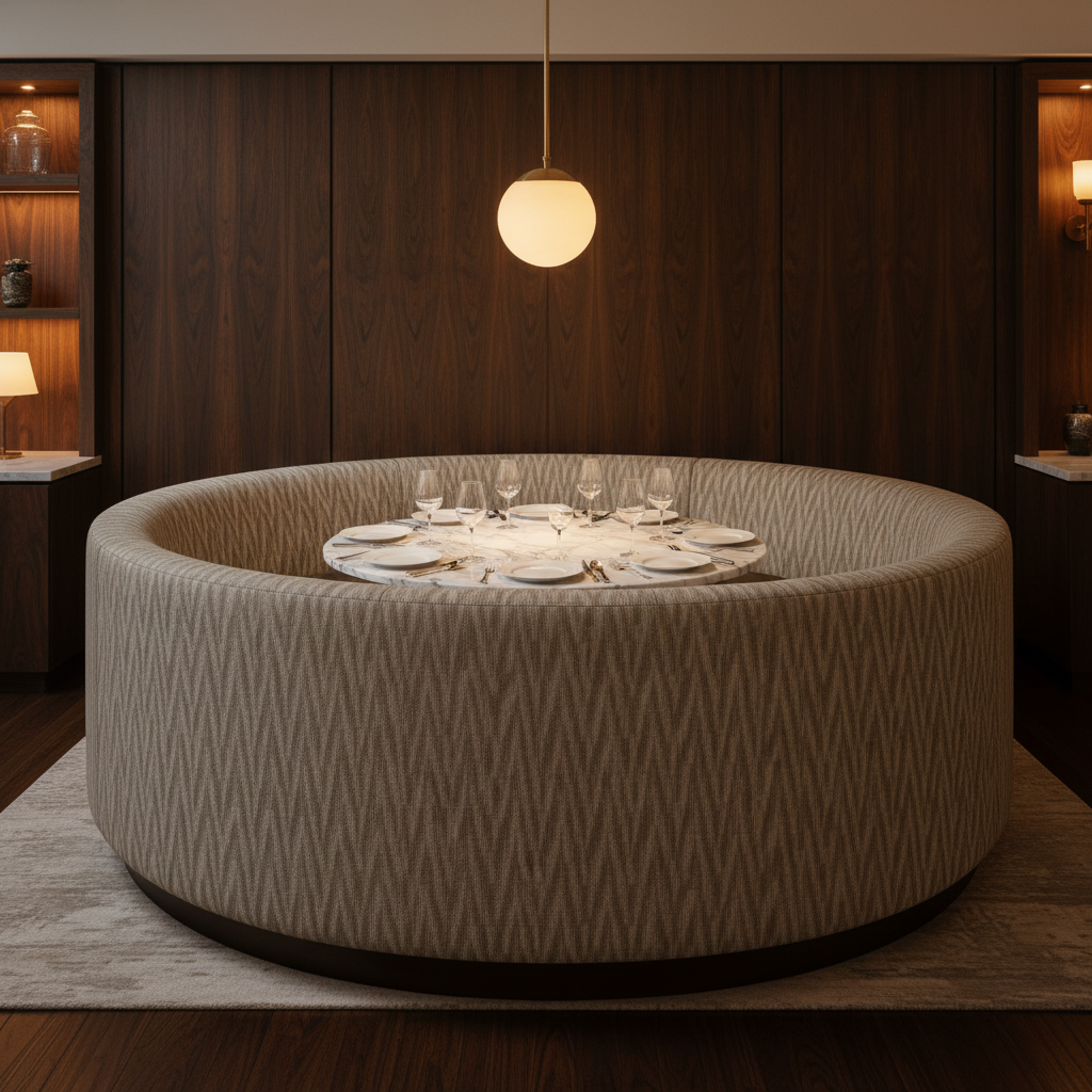 Woven Chevron Texture Neutral Taupe Upholstered Banquette | Architectural Fabrics