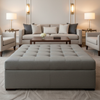 Fine Pebble Texture Cool Gray Upholstered Ottoman | Architectural Fabrics