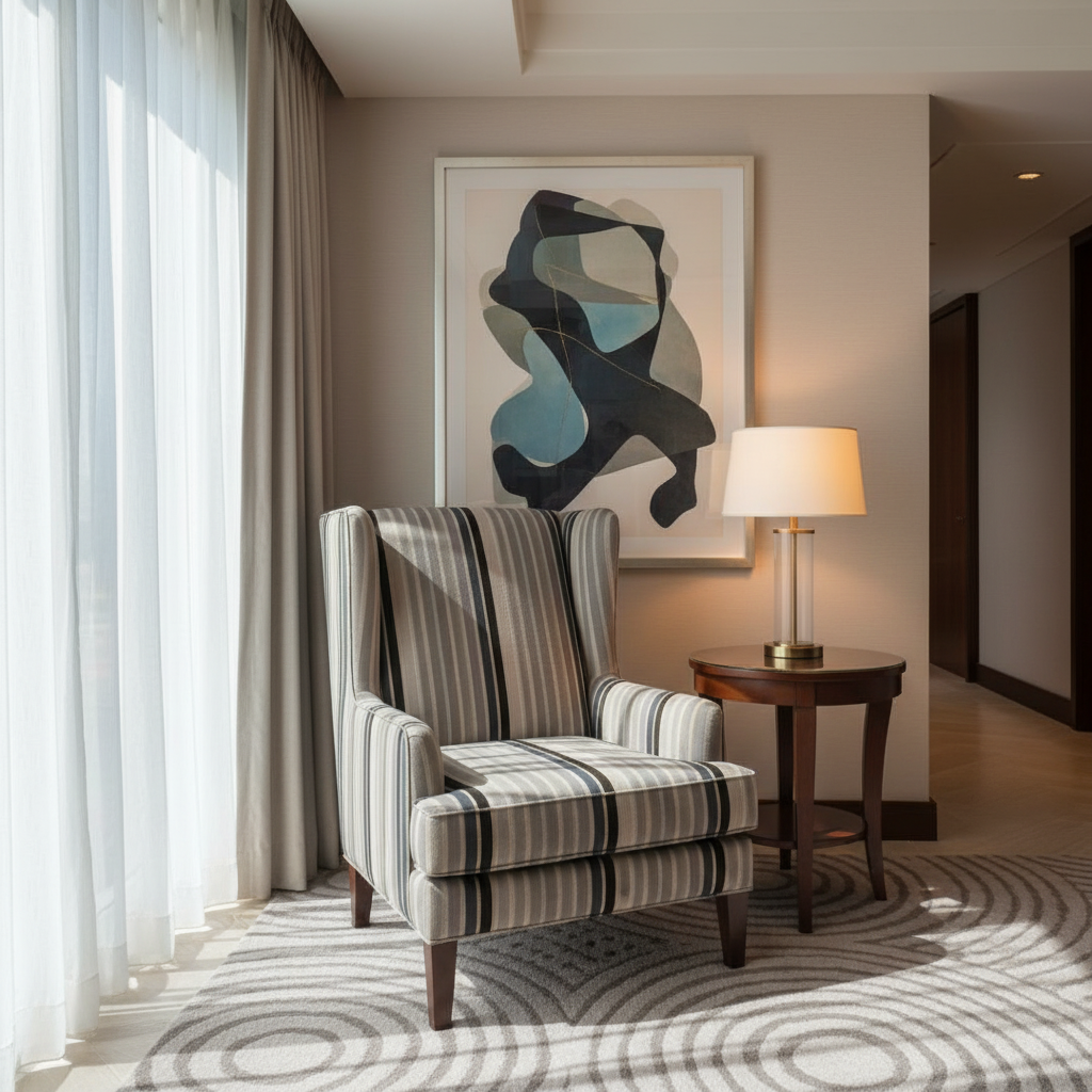 Sugar Mill Stripe - Mist Upholstered Chair | Architectural Fabrics