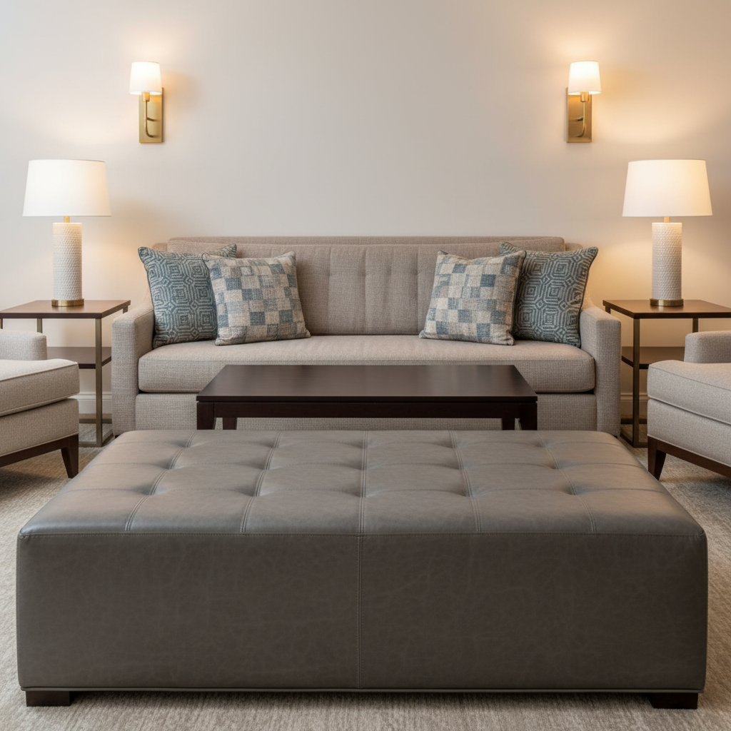 Punch Bowl - Cinder Upholstered Ottoman | Architectural Fabrics