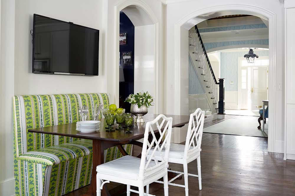 Room setting — Stripe Banquette Kelley Proxmire