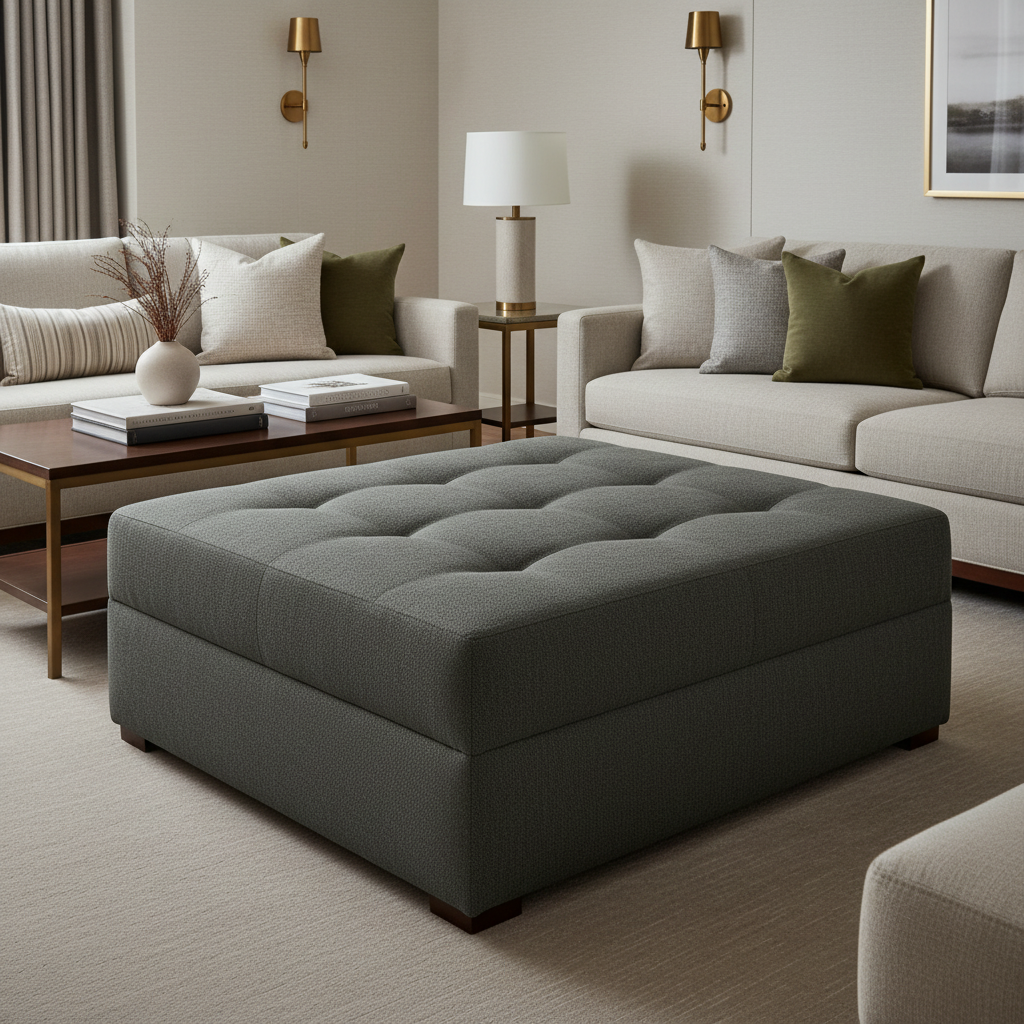 Parrot Cay - Night Upholstered Ottoman | Architectural Fabrics